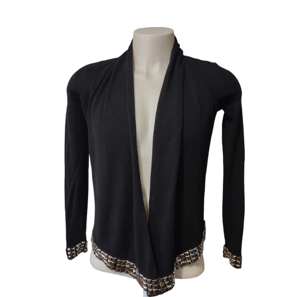 INC International Concepts Womens Black‎ Studded Open Front Cardigan Sweater M